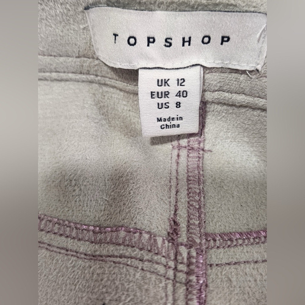 Topshop straight leg faux leather pants in metallic pink Sz 8 NWOT - Picture 9 of 12